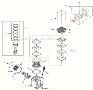 Page A Diagram and Parts List for 3JR84 2008 Campbell Hausfeld Compressor